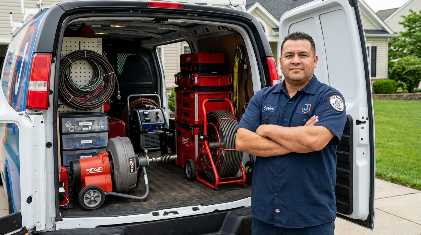 Professional drain cleaning equipment and Johns Plumbing LLC plumber in Denair