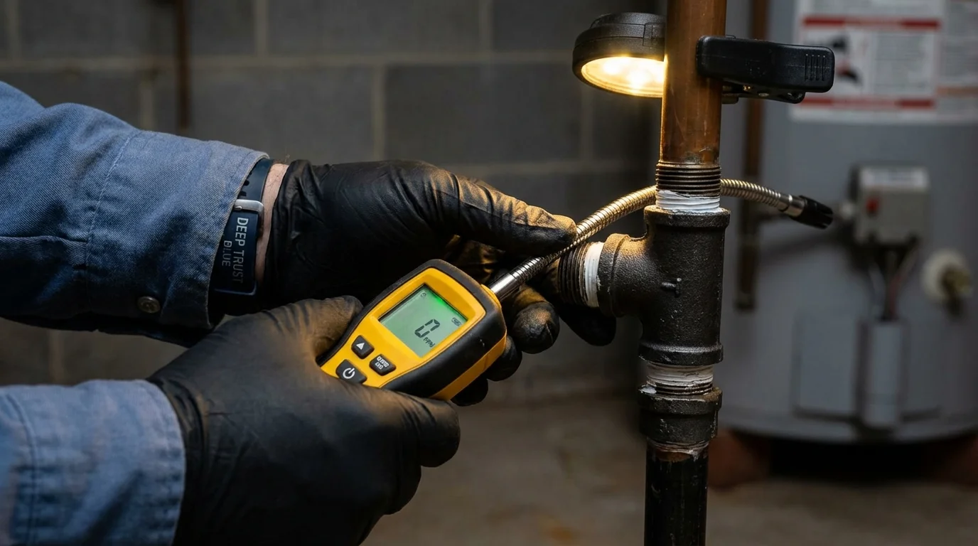 Gas leak detection with electronic sniffer by Johns Plumbing LLC in Denair