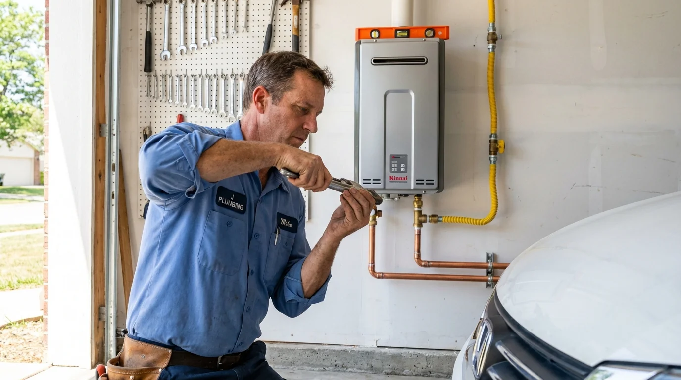 Tankless water heater installation by a Johns Plumbing LLC plumber in Denair